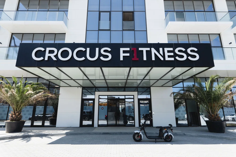 The entrance to Crocus Fitness Lighthouse — the club occupies the Lighthouse 4 building